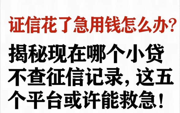 征信花了急用钱怎么办？揭秘现在哪个小贷不查征信记录，这五个平台或许能救急！