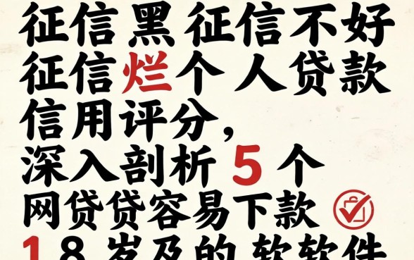 征信黑征信不好征信烂个人贷款信用评分，深入剖析5个网贷容易下款18岁的软件