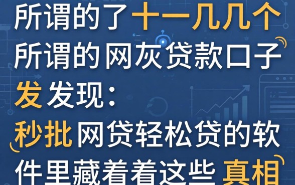我试了十几个所谓的网灰贷款口子，发现秒批网贷轻松贷的软件里藏着这些真相
