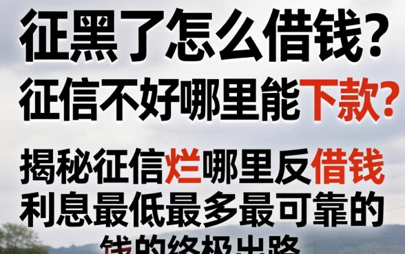 征信黑了怎么借钱？征信不好哪里能下款？揭秘征信烂哪里借钱利息最低最可靠的终极出路