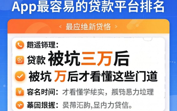 揭秘app最容易的贷款平台排名：被坑三万后才看懂这些门道