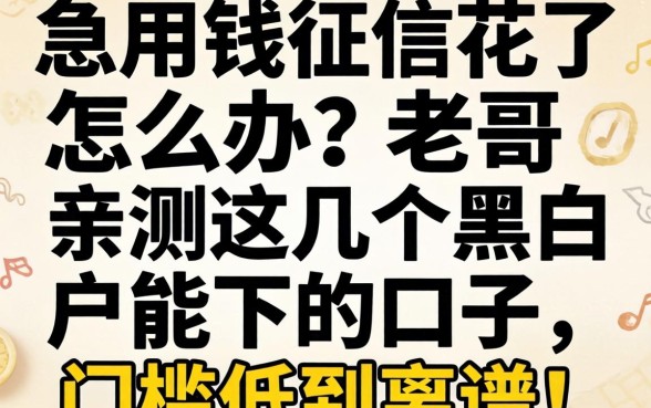急用钱征信花了怎么办？老哥亲测这几个黑白户能下的口子，门槛低到离谱！