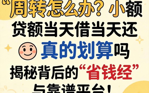 急需周转怎么办?小额贷款当天借当天还真的划算吗?揭秘背后的“省钱经”与靠谱平台