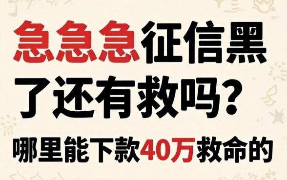急急急！征信黑了还有救吗？哪里能下款40万救命的？