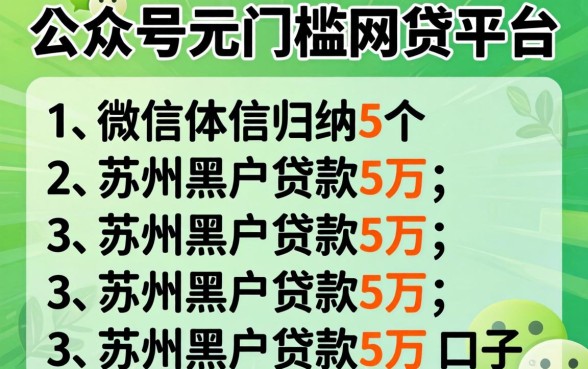 微信公众号无门槛的网贷平台,归纳5个苏州黑户贷款5万的口子