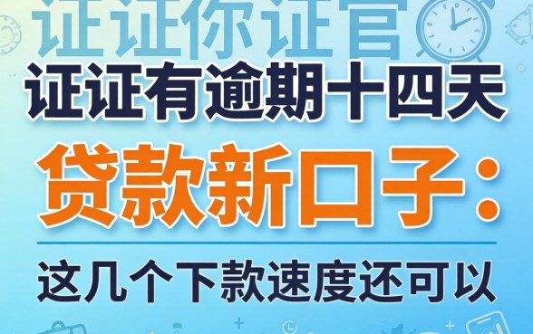 征信有逾期十四天贷款新口子：这几个下款速度还可以