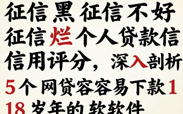 征信黑征信不好征信烂个人贷款信用评分，深入剖析5个网贷容易下款18岁的软件