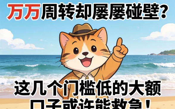 急需五万周转却屡屡碰壁？这几个门槛低的大额口子或许能救急！