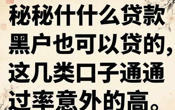 揭秘什么贷款黑户也可以贷的，这几类口子通过率意外的高