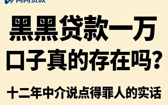 网黑贷款一万口子真的存在吗？十二年中介说点得罪人的实话