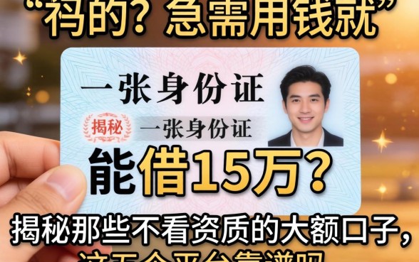 真的假的？急需用钱就一张身份证能借15万？揭秘那些不看资质的大额口子，这五个平台靠谱吗？