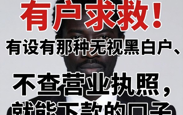黑户求救！有没有那种无视黑白户、不查营业执照就能下款的口子？