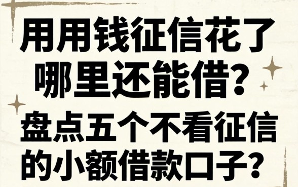 急用钱征信花了哪里还能借？盘点五个不看征信的小额借款口子