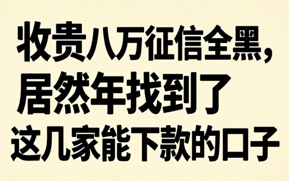 我负债八万征信全黑，居然在2026年找到了这几家能下款的口子