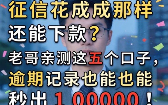 征信花成那样还能下款？老哥亲测这五个口子，逾期记录也能秒出10000！