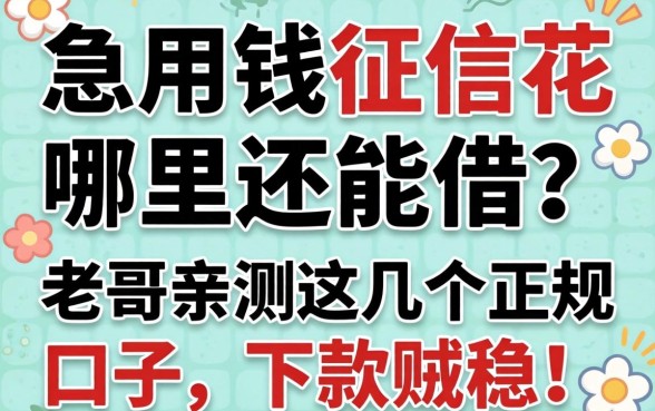 急用钱征信花哪里还能借?老哥亲测这几个正规口子,下款贼稳!