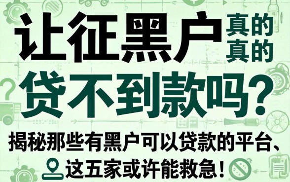 征信黑户真的贷不到款吗？揭秘那些有黑户可以贷款的平台，这五家或许能救急！