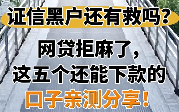 征信黑户还有救吗？网贷拒麻了，这五个还能下款的口子亲测分享！
