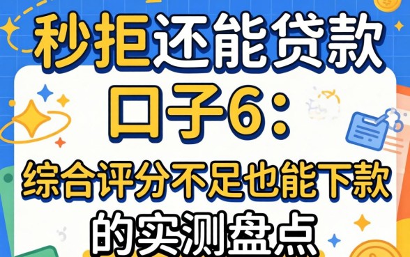 被秒拒还能贷款的口子6：综合评分不足也能下款的实测盘点