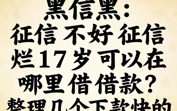 征信黑征信不好征信烂17岁可以在哪里借款？整理几个下款快的