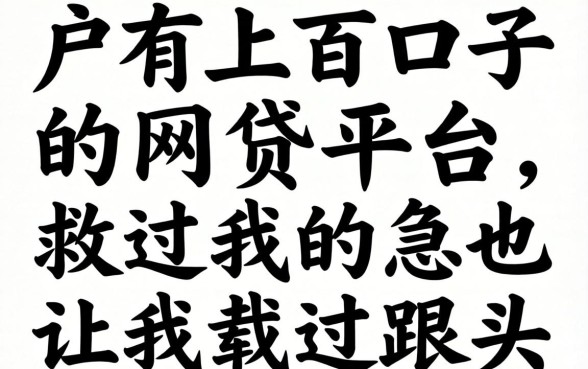 黑户有上百口子的网贷平台,救过我的急也让我栽过跟头