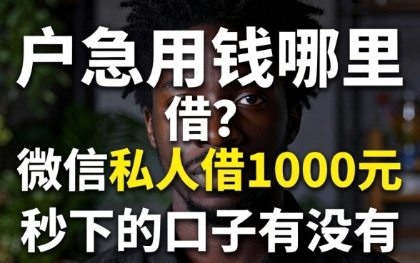 黑户急用钱哪里借？微信私人借1000元秒下的口子有没有？