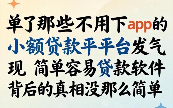 我试了那些不用下app的小额贷款平台，发现简单容易贷款软件背后的真相没那么简单