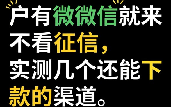 黑户有微信就来不看征信,实测几个还能下款的渠道