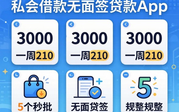私人借款3000一周210，规整5个秒批无面签贷款app
