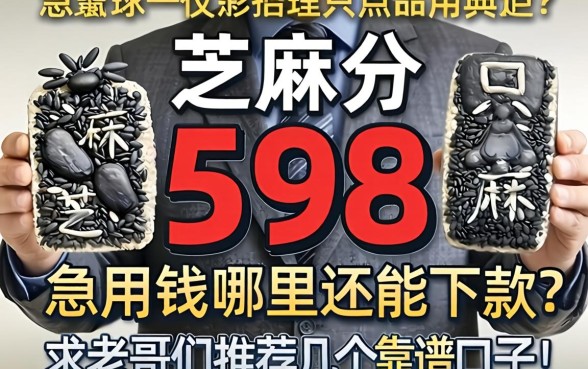 芝麻分只有598，急用钱哪里还能下款？求老哥们推荐几个靠谱口子！