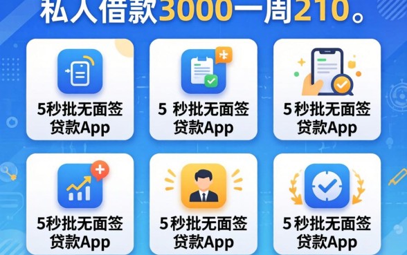 私人借款3000一周210，规整5个秒批无面签贷款app