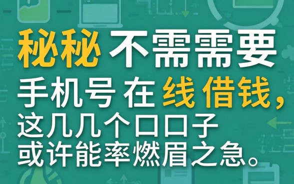 揭秘不需要手机号在线借钱，这几个口子或许能解燃眉之急