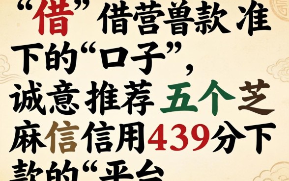 我要借款准下的口子，诚意推荐五个芝麻信用439分下款的平台