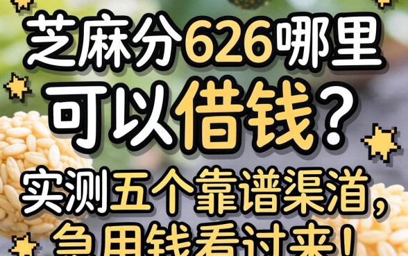 芝麻分626哪里可以借钱？实测五个靠谱渠道，急用钱的看过来！