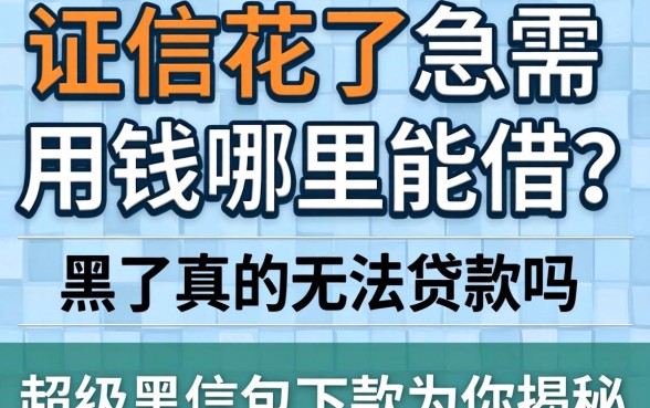 征信花了急需用钱哪里能借？黑户真的无法贷款吗？2026超级黑户包下款为你揭秘