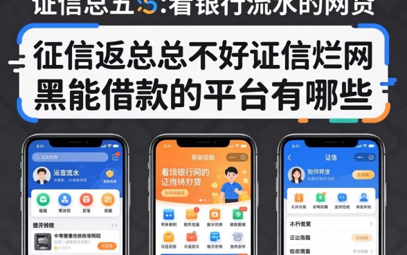 征信黑征信不好征信烂网黑能借款的平台有哪些,汇总五个看银行流水的网贷软件
