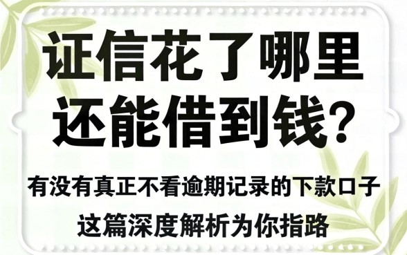 征信花了哪里还能借到钱？有没有真正不看逾期记录的下款口子？这篇深度解析为你指路