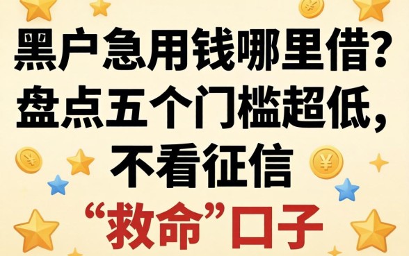 黑户急用钱哪里借？盘点五个门槛超低、不看征信的“救命”口子