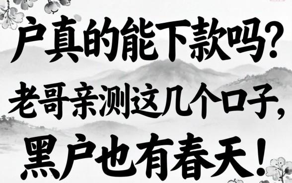 无视黑白户真的能下款吗?老哥亲测这几个口子,黑户也有春天!