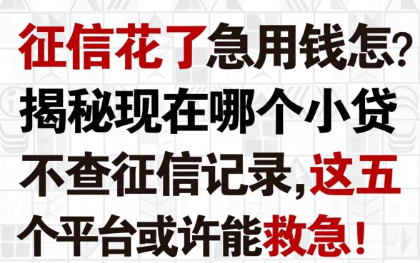 征信花了急用钱怎么办？揭秘现在哪个小贷不查征信记录，这五个平台或许能救急！