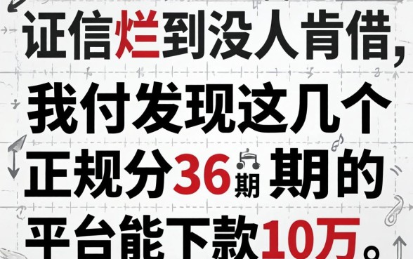 征信烂到没人肯借，我却发现这几个正规分36期的平台能下款10万