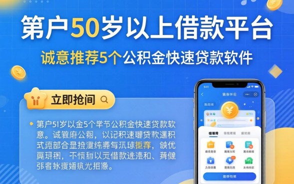 黑户50岁以上借款平台，诚意推荐5个公积金快速贷款软件