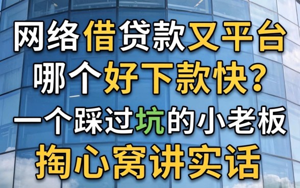 网络借款平台哪个好下款快?一个踩过坑的小老板掏心窝讲实话