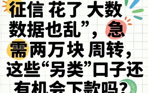 征信花了大数据也乱，急需两万块周转，这些“另类”口子还有机会下款吗？