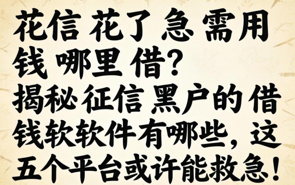 征信花了急需用钱哪里借？揭秘征信黑户的借钱软件有哪些，这五个平台或许能救急！