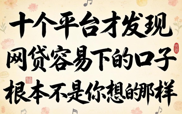 我试了十个平台才发现，2026网贷容易下的口子根本不是你想的那样