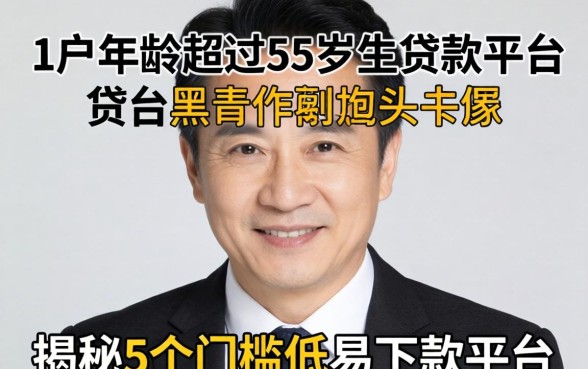 黑户年龄超过55岁的贷款平台，揭秘5个门槛低易下款平台