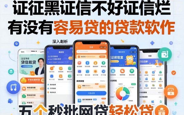征信黑征信不好征信烂有没有容易贷的贷款软件，深入剖析五个秒批网贷轻松贷的软件