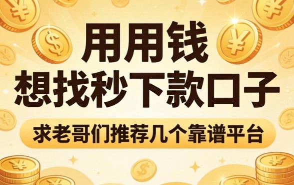 急用钱想找秒下款的口子，求老哥们推荐几个靠谱的平台！