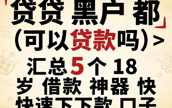 网贷黑户都可以贷款吗,汇总5个18岁借款神器快速下款口子